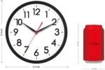 8 Inch Wall Clock, Silent Battery Operated Analog Clock, Black - Image 2