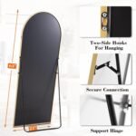 DUMOS 64"x21" Arched Full Length Floor Mirror, Full Body Mirror, Gold - Image 2