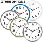8 Inch Wall Clock, Silent Battery Operated Analog Clock, Black - Image 3