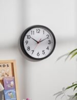 8 Inch Wall Clock, Silent Battery Operated Analog Clock, Black - Image 4