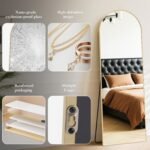 DUMOS 64"x21" Arched Full Length Floor Mirror, Full Body Mirror, Gold - Image 6