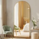 DUMOS 64"x21" Arched Full Length Floor Mirror, Full Body Mirror, Gold - Image 7