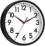 8 Inch Wall Clock, Silent Battery Operated Analog Clock, Black - Image 7
