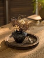 Hanobe Round Wooden Candle Holder Trays for Coffee Table, Distressed Finish - Image 7