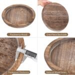 Hanobe Round Wooden Candle Holder Trays for Coffee Table, Distressed Finish - Image 9