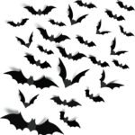 140Pcs 3D Bats Halloween Decorations Realistic PVC Wall Decor