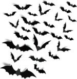140Pcs 3D Bats Halloween Decorations Realistic PVC Wall Decor