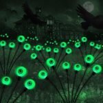 Halloween Decorations Outdoor Solar Scary Eyeball Lights,2PACKS 12LED Green Eyeball