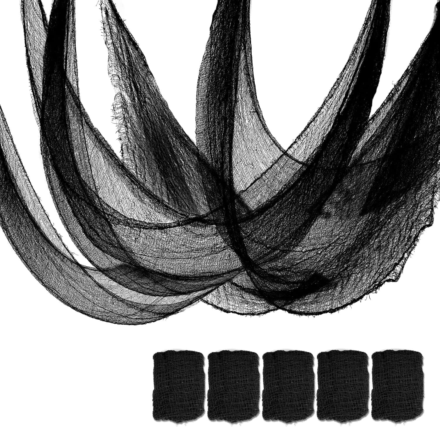 1 5 Pcs Black Halloween Gauze Creepy Cloth Fabric Tapestry Decor Decorations - Image 1