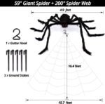 200" Halloween Decorations Spider Web Outdoor +59" Giant Spider Décor - Image 2