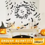 140Pcs 3D Bats Halloween Decorations Realistic PVC Wall Decor - Image 3