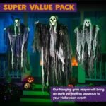 3 Pack Hanging Halloween Skeleton Ghosts Decorations, Grim Reapers for Best Halloween Outdoor Decorations - Image 4