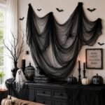 5 Pcs Black Halloween Gauze Creepy Cloth Fabric Tapestry Decor Decorations - Image 6