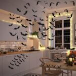 140Pcs 3D Bats Halloween Decorations Realistic PVC Wall Decor - Image 8